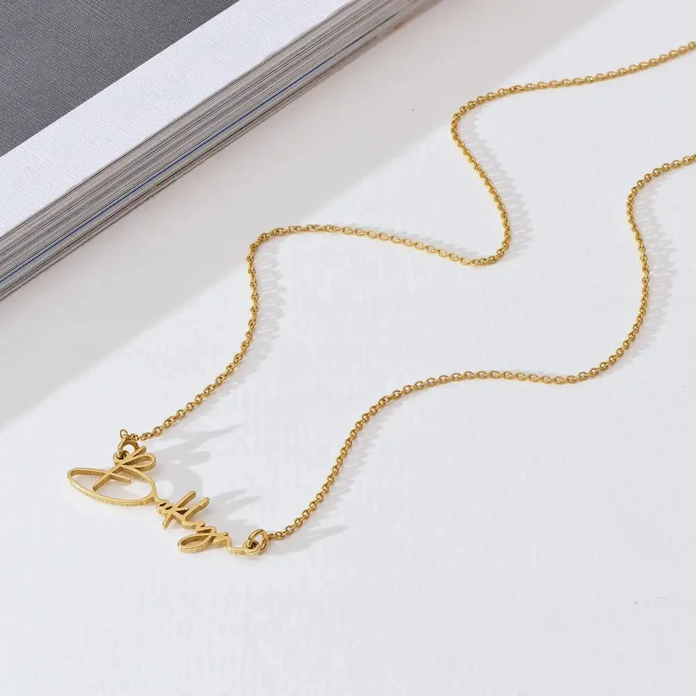 Personalized Gold Stainless Steel Name Necklace for Women with Elegant Box Chain 2