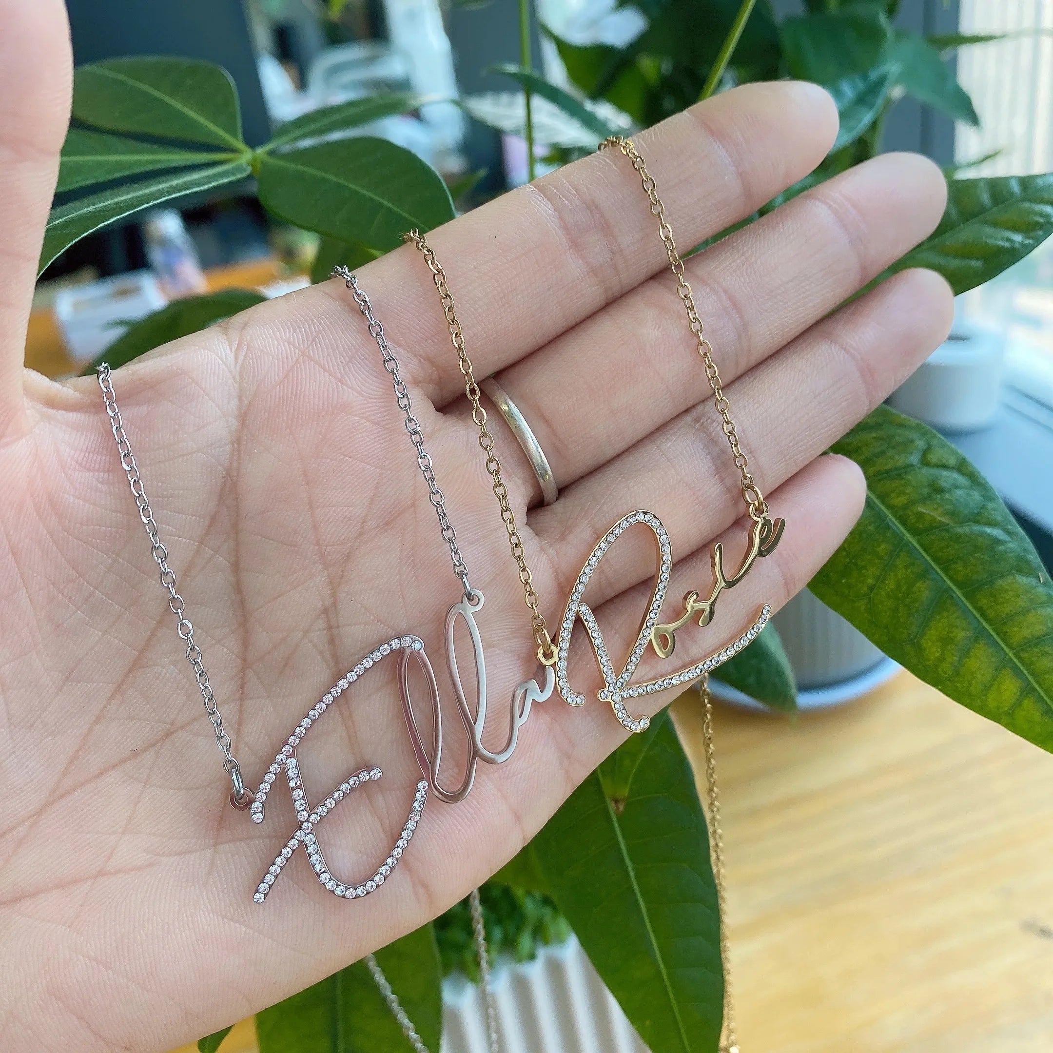 Personalized Name Necklace with Diamond Accent – Custom Stainless Steel Jewelry for Women in 18K Gold, White Gold, or Rose Gold 3
