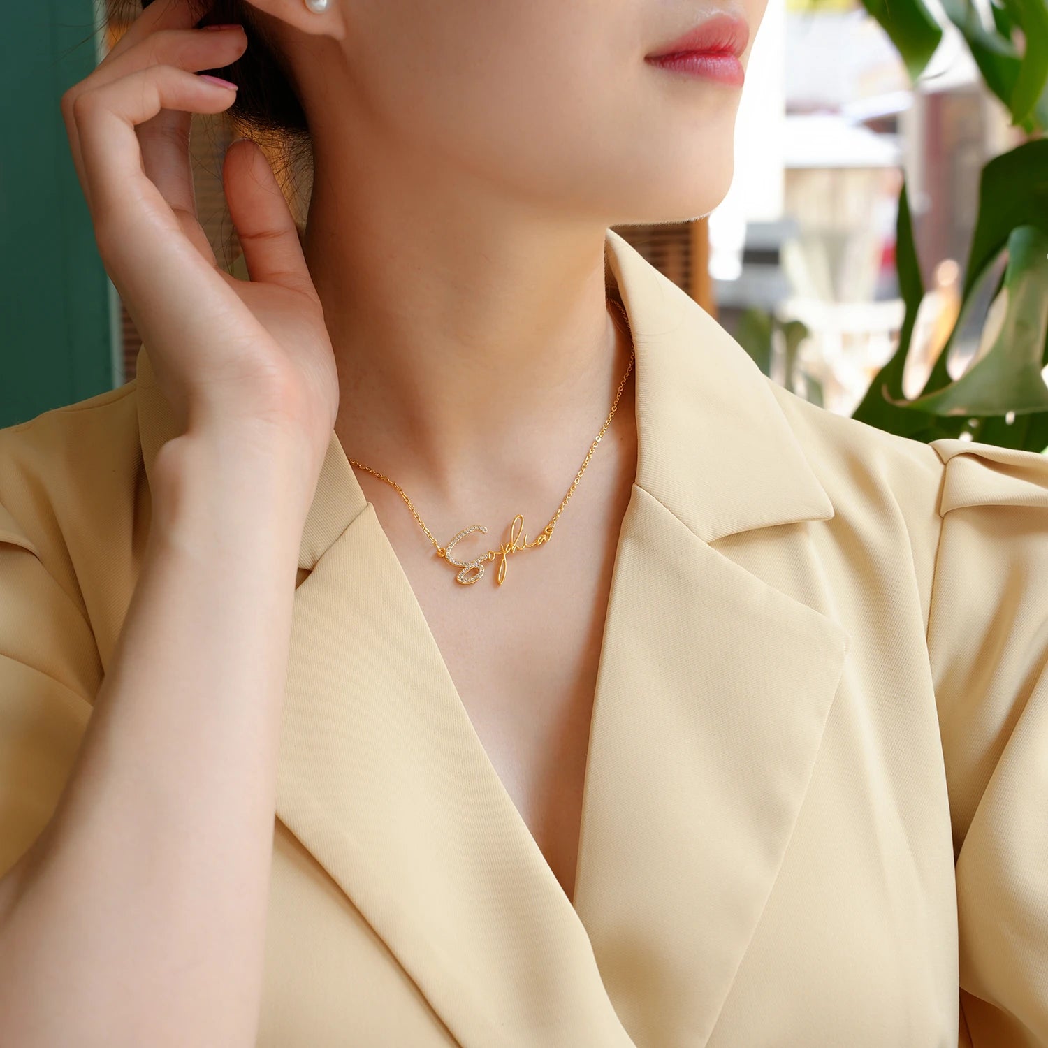 Personalized Name Necklace with Diamond Accent – Custom Stainless Steel Jewelry for Women in 18K Gold, White Gold, or Rose Gold 4