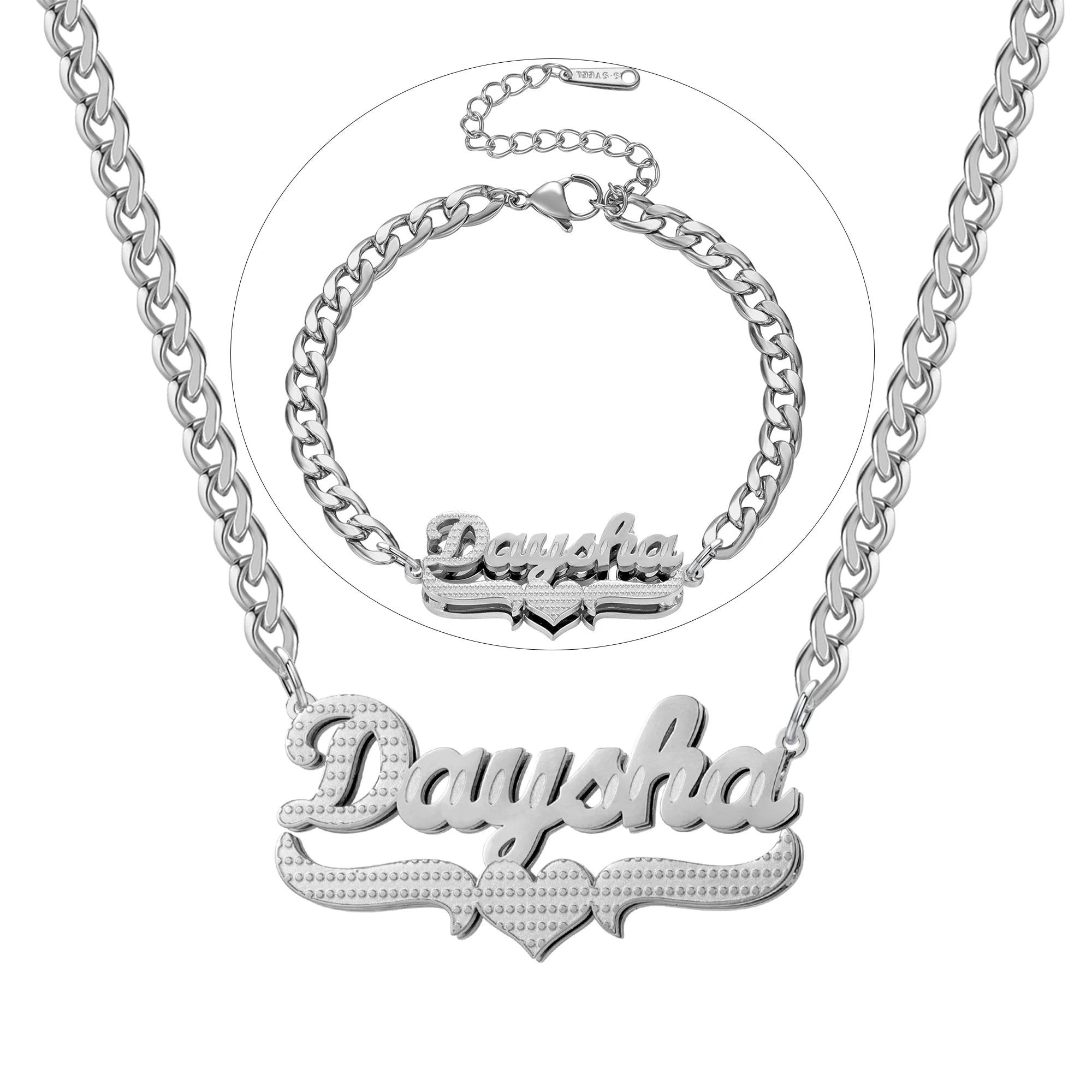 Personalized Stainless Steel Necklace and Bracelet Set – Customizable Jewelry for Women, Adjustable Length, Hypoallergenic, Elegant Design 6