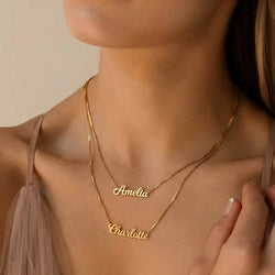 Personalized Gold Stainless Steel Name Necklace for Women with Elegant Box Chain 0