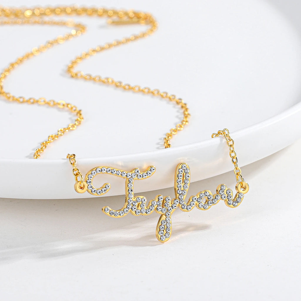 Personalized Name Necklace with CZ Crystals – Custom Gold, Silver, or Rose Gold Jewelry for Women 2