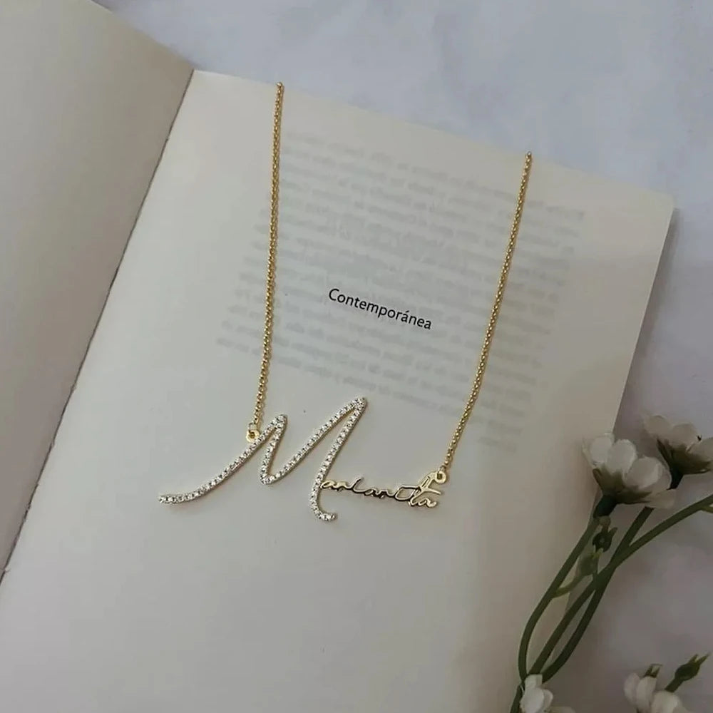 Personalized Name Necklace with Diamond Accent – Custom Stainless Steel Jewelry for Women in 18K Gold, White Gold, or Rose Gold 2