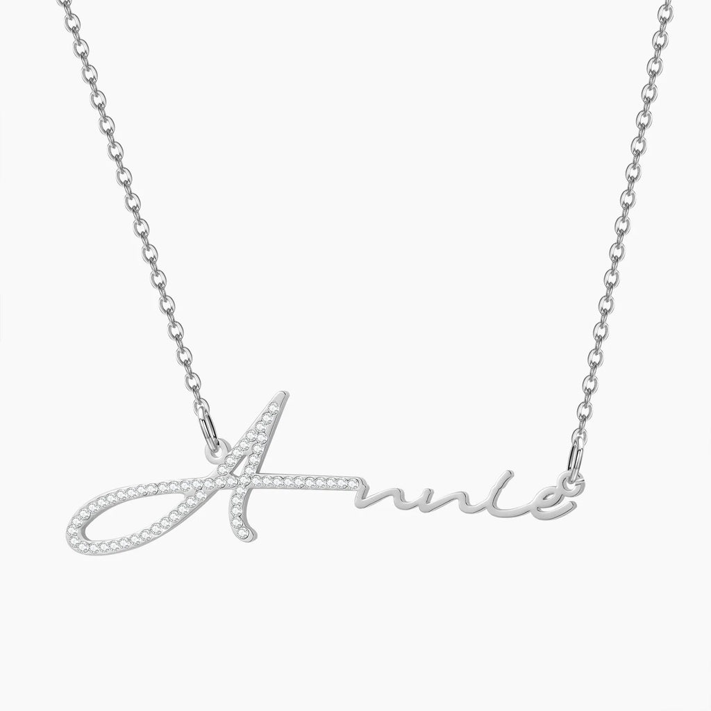 Personalized Name Necklace with Diamond Accent – Custom Stainless Steel Jewelry for Women in 18K Gold, White Gold, or Rose Gold 7