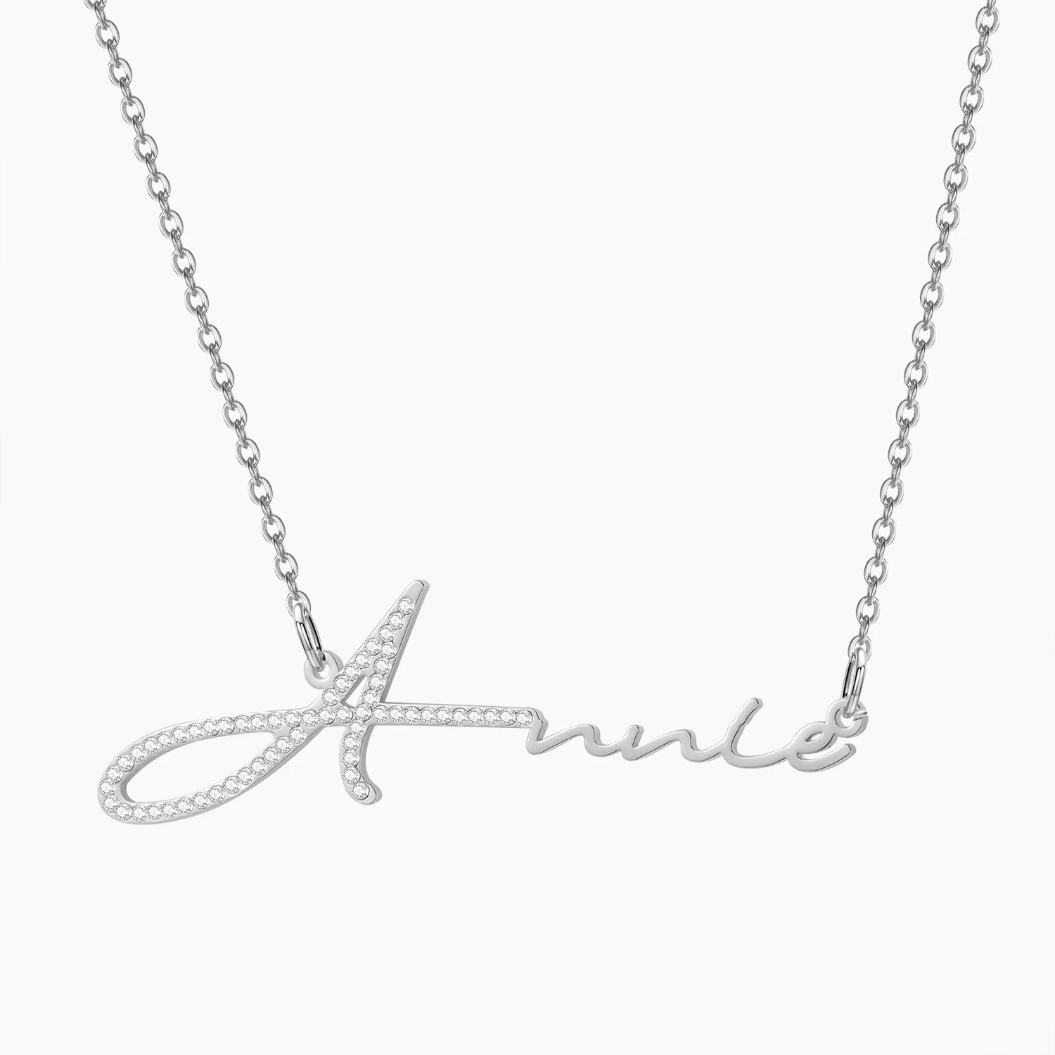 Personalized Name Necklace with Diamond Accent – Custom Stainless Steel Jewelry for Women in 18K Gold, White Gold, or Rose Gold 7